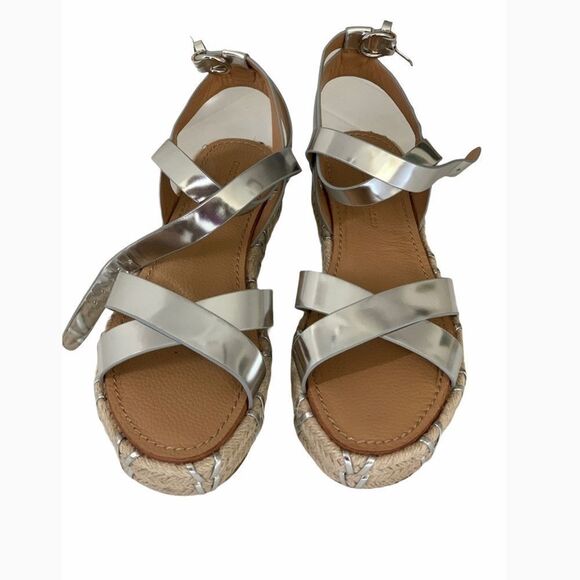 Sigerson Morrison Jacky Silver Espadrille Platform Sandal Women’s Size 9.5 New - Picture 4 of 9
